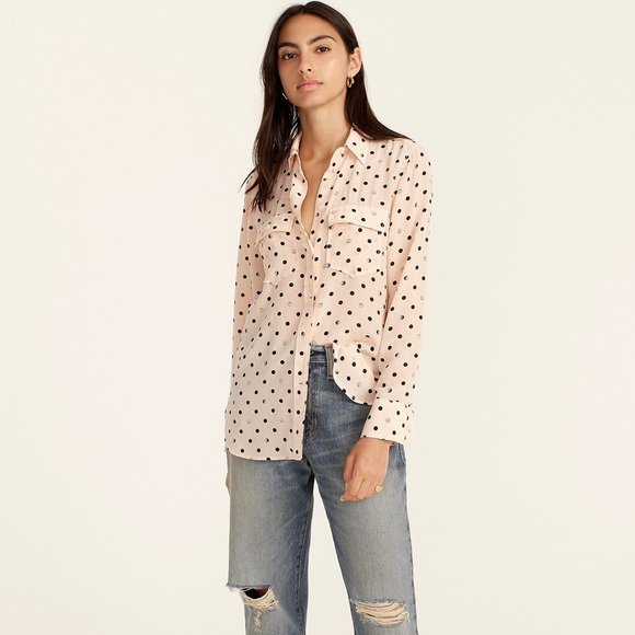 JCREW CLASSIC-FIT SILK SHIRT IN MIXED DOTS - Picture 1 of 5